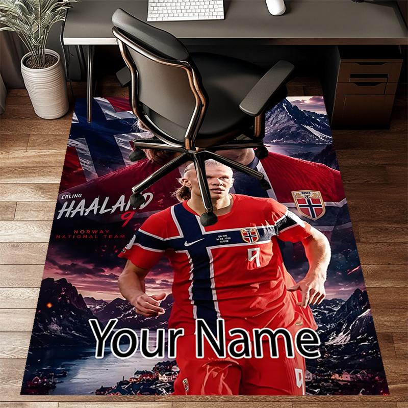 Haaland Design Area Rug Personalized Name- Non-Slip, Soft & Cozy Floor Mat for Living Room, Office - Indoor/Outdoor Carpet