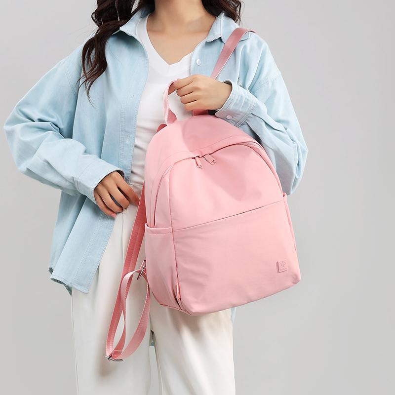 Solid Color Backpack Women's Large Capacity Nylon Bag Student Schoolbag