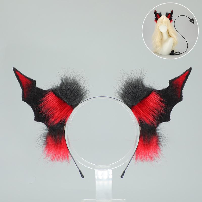Dark Halloween Headgear Comic-Con Devil Horn Devil Tail cos Props Devil Bat Beast Ear Headband