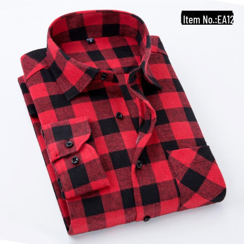 Men's Vintage Plaid Lapel Shirt Jacket - Long-Sleeve Casual Wear for Spring and Autumn