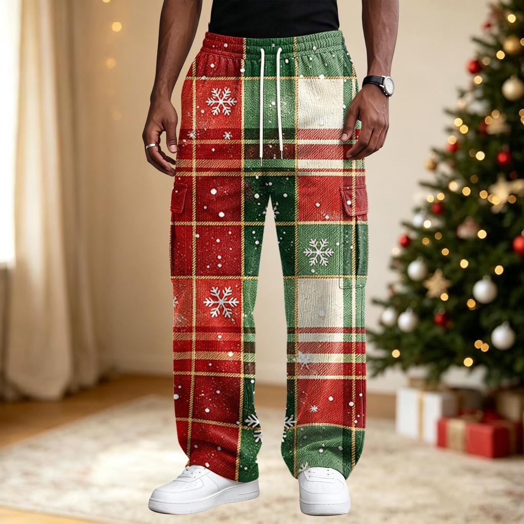 Men's Casual Pants with Christmas Print, Loose Fit Comfortable Streetwear for Holiday Parties