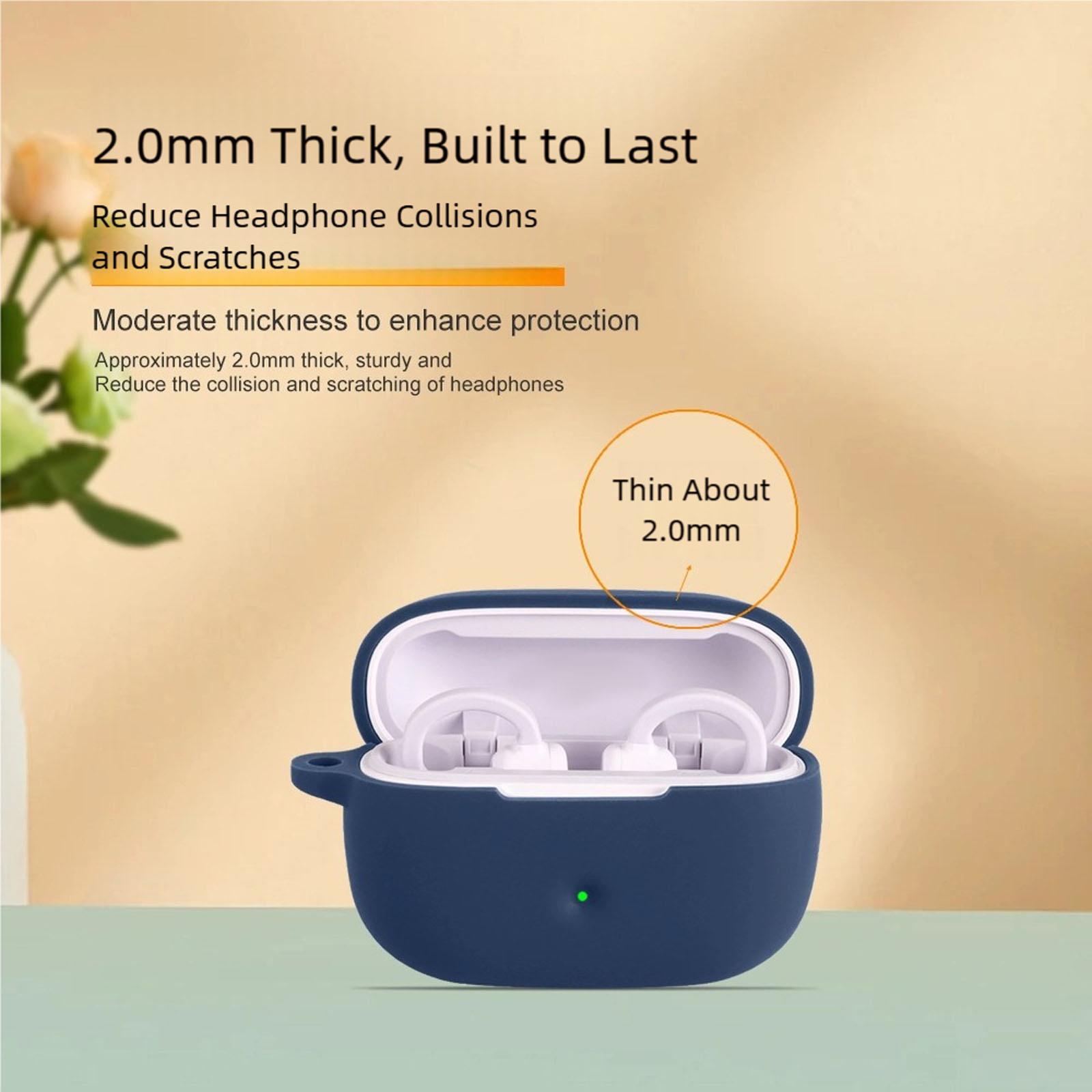 

Dustproof Silicone Case Shockproof Earphone Protective Case Flexible Design for Roseselsa OWS Earbuds темно-синього кольору