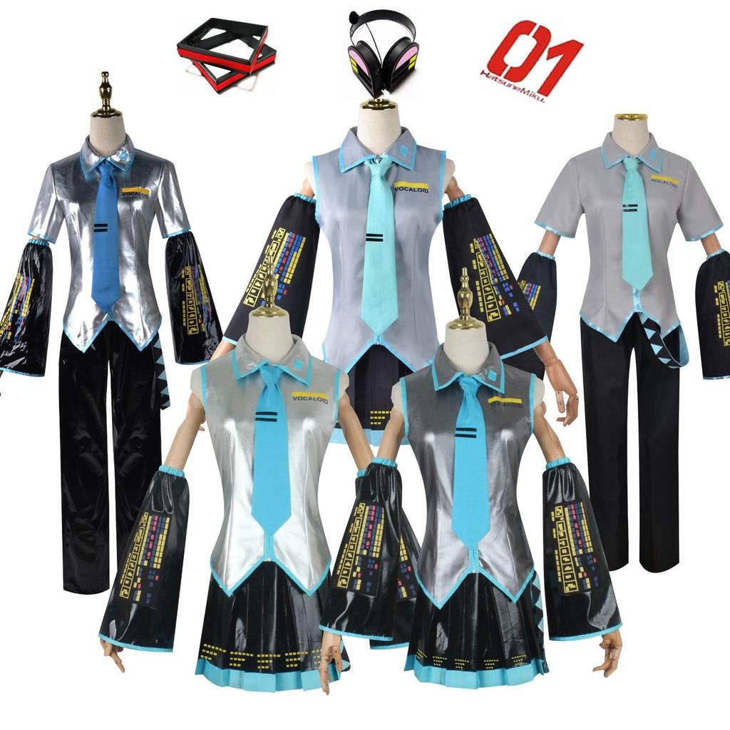 Hatsune Vocaloid Miku Cosplay Men Shirt Tie Pants Wig Pu Set Party Christmas