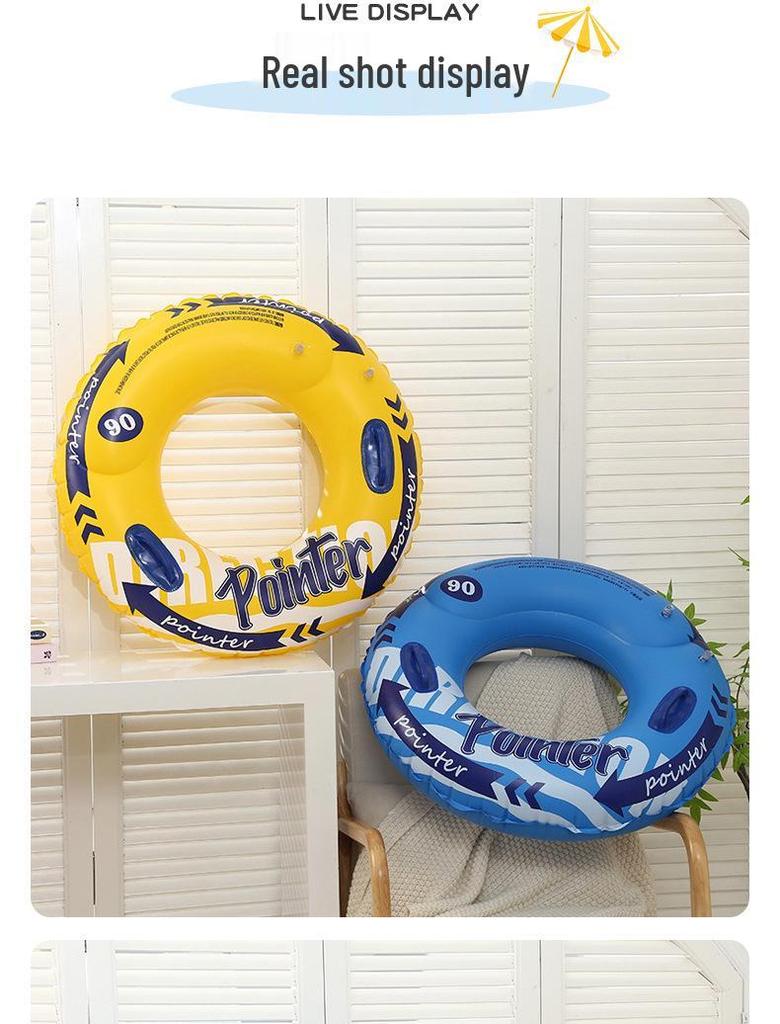 Thickened Adult Swimming Ring with Handles - Double-Layer Inflatable Lifebuoy for Water Activities