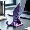 Cute Desk Gadgets Leaf Shaped Phone Stand, 3D Printed Mobile Holder with Double Stable Cell Mount Hook Support, Creative Hands Free Video Cradle,