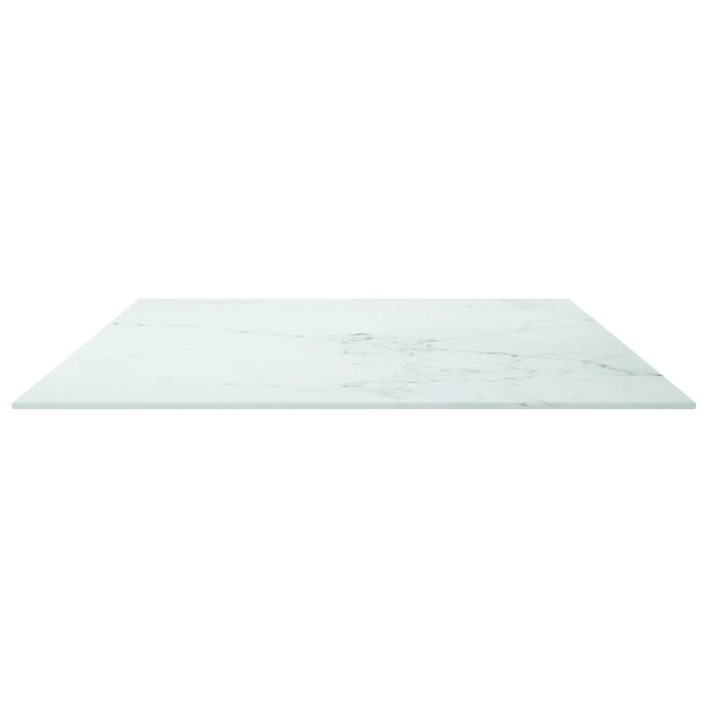 Vidaxl Blat Stołu, Biały, 100X62 Cm, 8 Mm, Szkło Ze Wzorem Marmuru