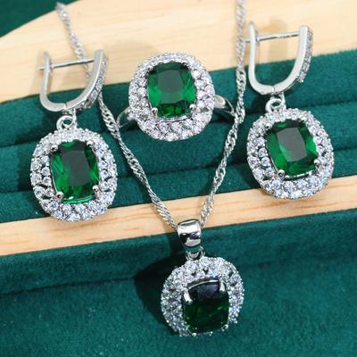 Europa und die Vereinigten Staaten Heißer Neuer Anti-allergischer Schmuck AAA Zirkon Halskette Ohrringe Ring Schmuckset