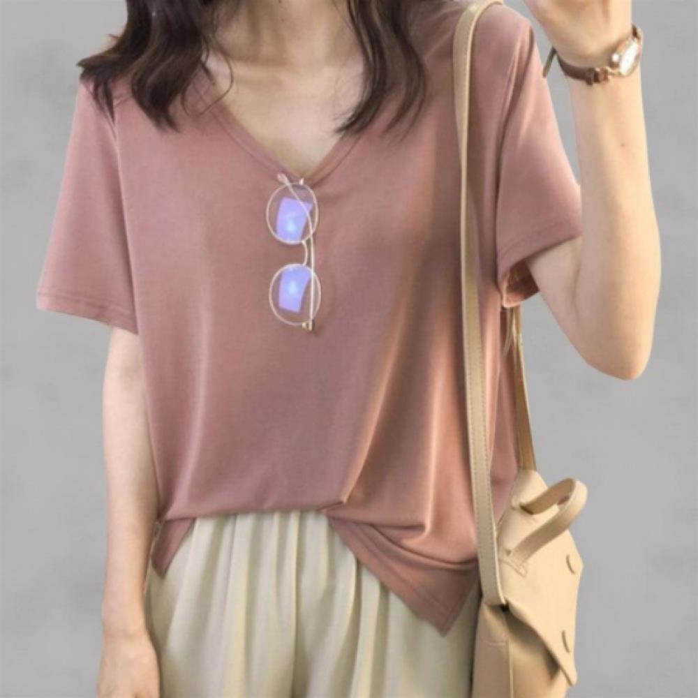 New Arrivals Open RUn Women Simple U Neck Poly Span TighT FiT T shirT
