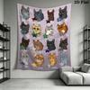 Cat Warrior Wall Tapestry Aesthetic Wall Hanging Printed Fabric Blanket Decorative Tapestries for Bedroom Living Room Home Decor