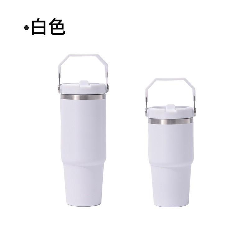 20oz 30oz doppelwandiger vakuumisolierter Edelstahl-Reisebecher mit Griff, Strohhalm, für Auto, Outdoor, Büro