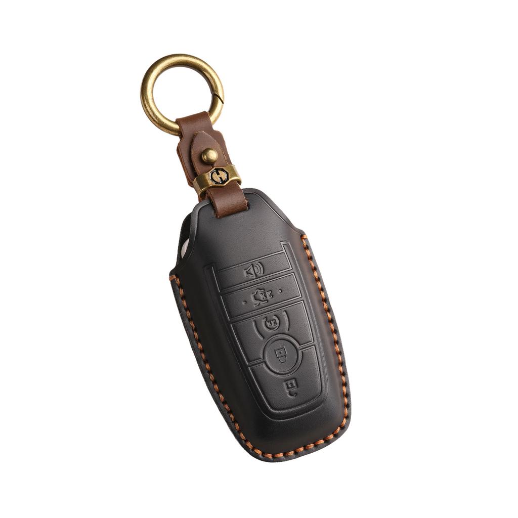 Retro Key Cover Is Suitable for Ford Focus Mondeo Cover, Sharp Edge Leather Shell, Pure Handmade Key Bag Chain.