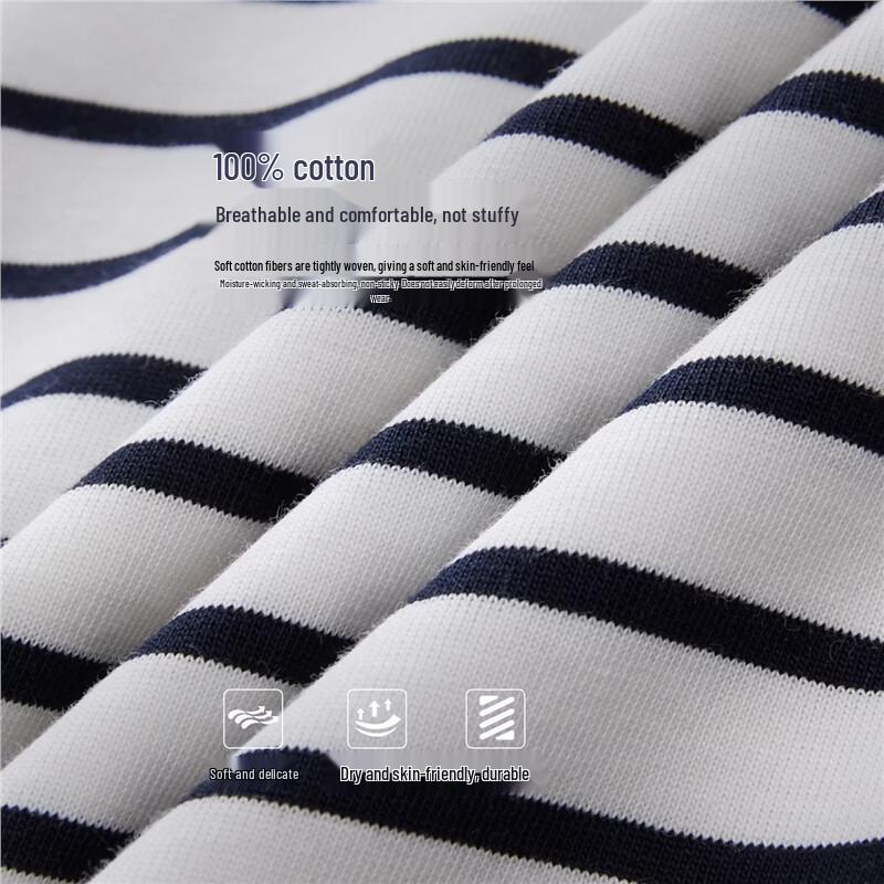 Giordano Women s Pure Cotton Striped V-Neck T-Shirt L