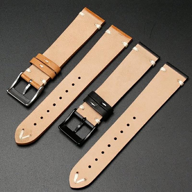For Oris 65 Genuine Leather Strap Diving Belt Series Copper Ring Bronze Large Crown Tudor Vintage Watch Chain 18mm 20mm 22mm