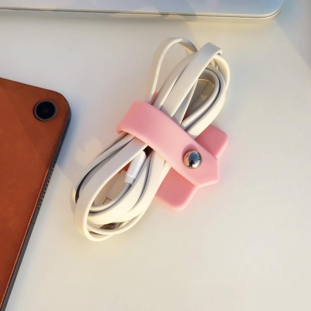 Silicone Earphone Organizer Earphone Wrap Winder Headphone Cord Organizer Wrap Winder Manager/Cable Winder(Pink, 1 Piece)