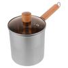 Wood Handle Deep Fryer Pot Strainer Basket Milk Warmer Pot Stainless Steel Frying Pan  French Fries