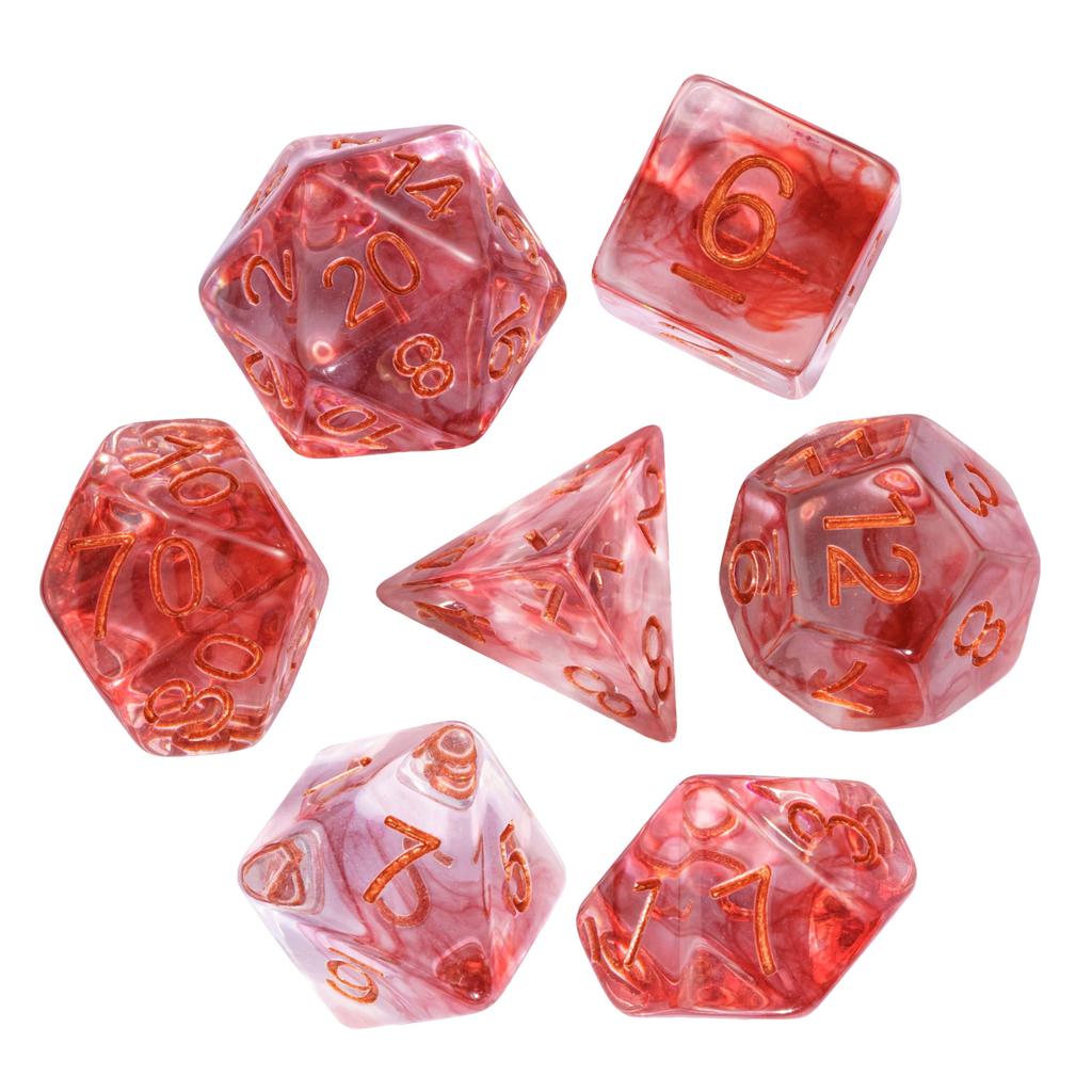 Cusdie D&D Rauchwürfel Dungeons and Dragons 7 mehrseitiges Würfelset D4 D6 D8 D10 D% D12 D20 für Rollenspiele Brettspiele