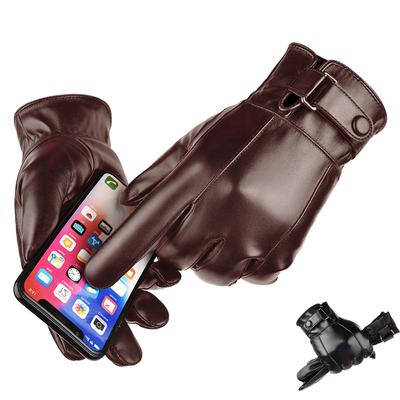 Men's Autumn and Winter PU Warmth Cycling Business Leisure Washed Gloves