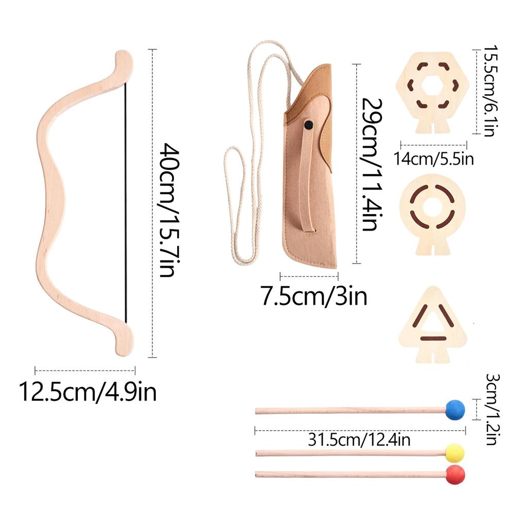 Wooden Bow Toy Set, Children'S Birthday Gift, Shooting Sports Educational Toy