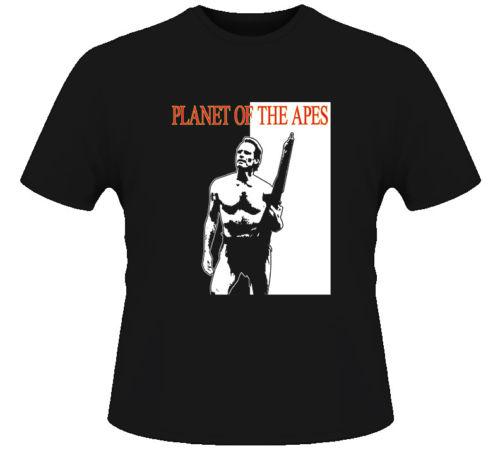Charlton Heston Planet Of The Apes Retro Black T Shirt L