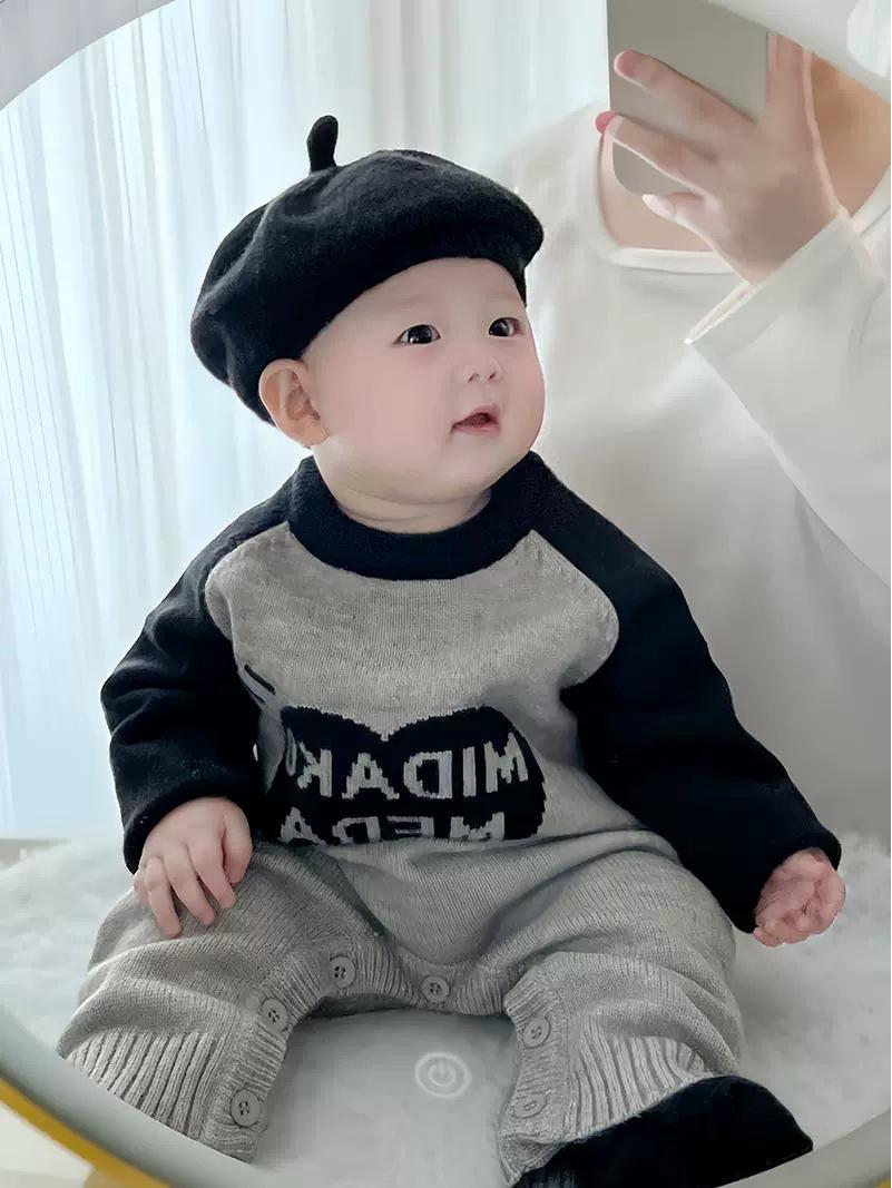 

Adorable Fashionable Newborn Autumn Knitted Romper 80 cm черный серый