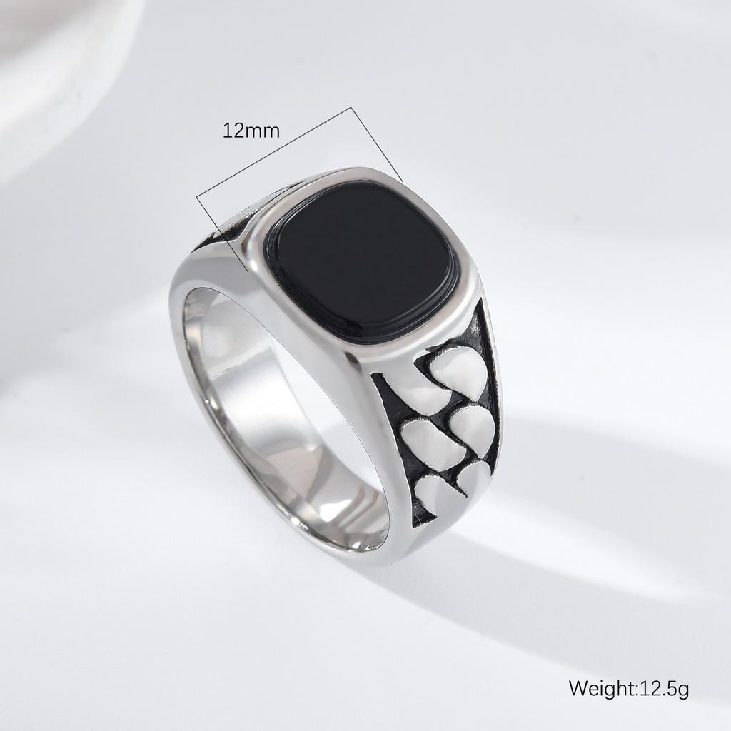 R3508 Men's High Quality 316LStainless Steel Multiple Zircon Styles Onyx Rings