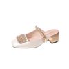 Baotou Half Slippers Women with Spring and Summer Chinese Mary Jane Slippers Rear Empty Thick Heels Cool Slippers Women
