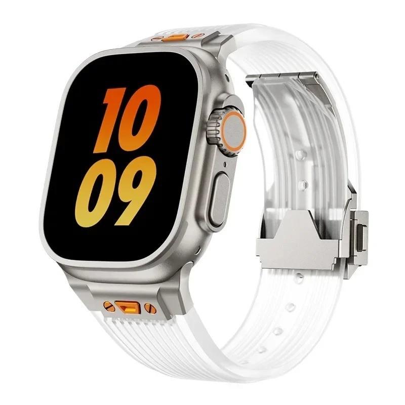 Luxury Strap for Apple Watch Strap Ultra 3 49mm 46mm 45mm 44 42mm Soft Silicone Bracelet for IWatch Series11 10 9 8 7 6 5 4 SE 3