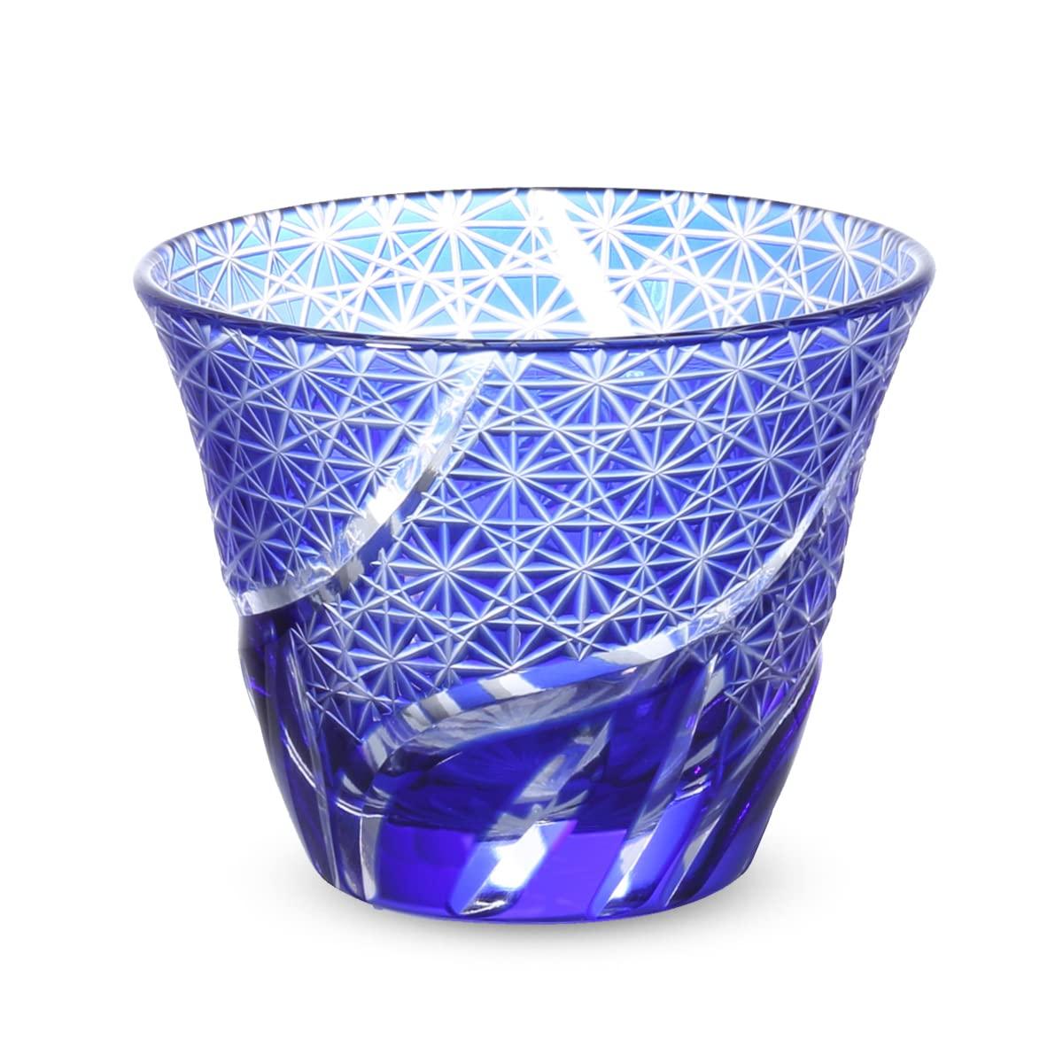 

Nostalgia Kiriko Glass Cup for Cold Ranbori Komon Bisho J-kitchens Tea, 76xH60mm, 100cc, (Small Pattern), Blue, (Current Model)