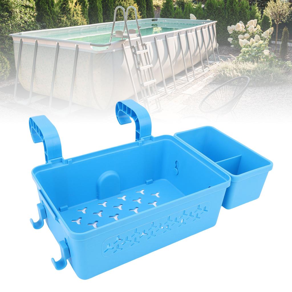 Poolside Storage Basket with Cup Holders Swimming Pool Toys Beverages Versatile Ground Accessories