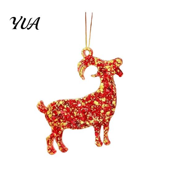 Acrylic Festive Hanging Pendants 2D Goat Christmas Tree Ornament, Zodiac Pendant with Gold String, Year of The Ornament 2027, Chinese New Decor