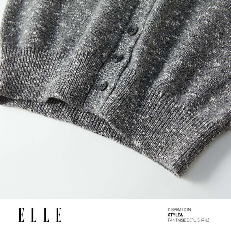 ELLE Women's Vintage Heathered Merino Wool Cardigan
