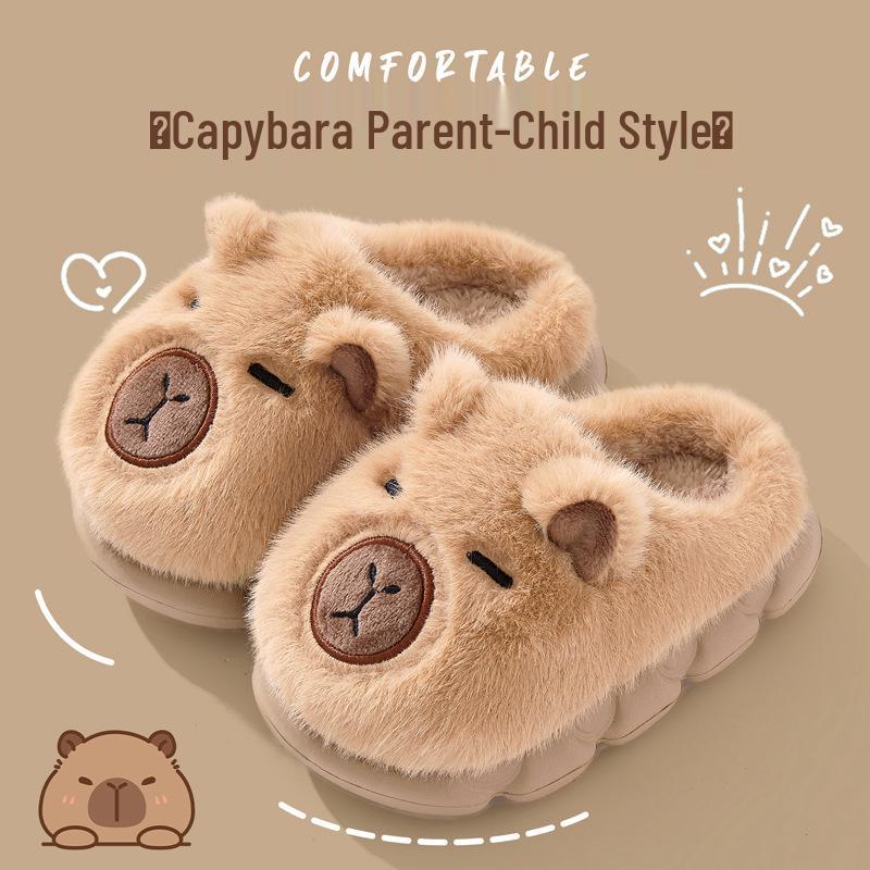 Capybara Kids' Winter Cotton Plush Slippers - Warm, Cozy Shoes for Boys and Girls