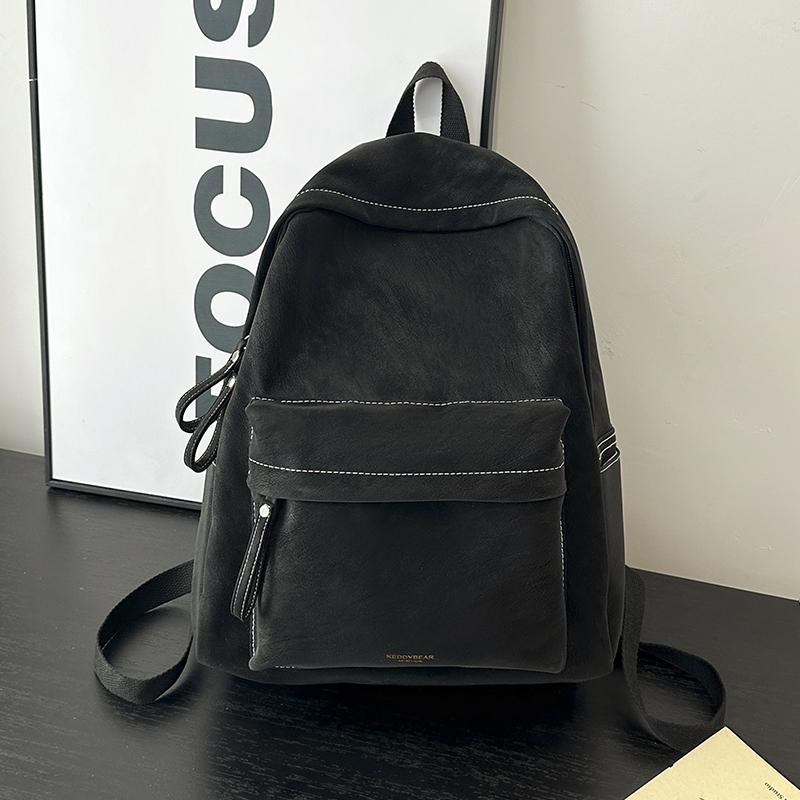 Minimalist Faux Leather Backpack Casual Daily Use Backpack for Women Simple Design Ideal for School Commute Travel and Everyday Outings No Pendant