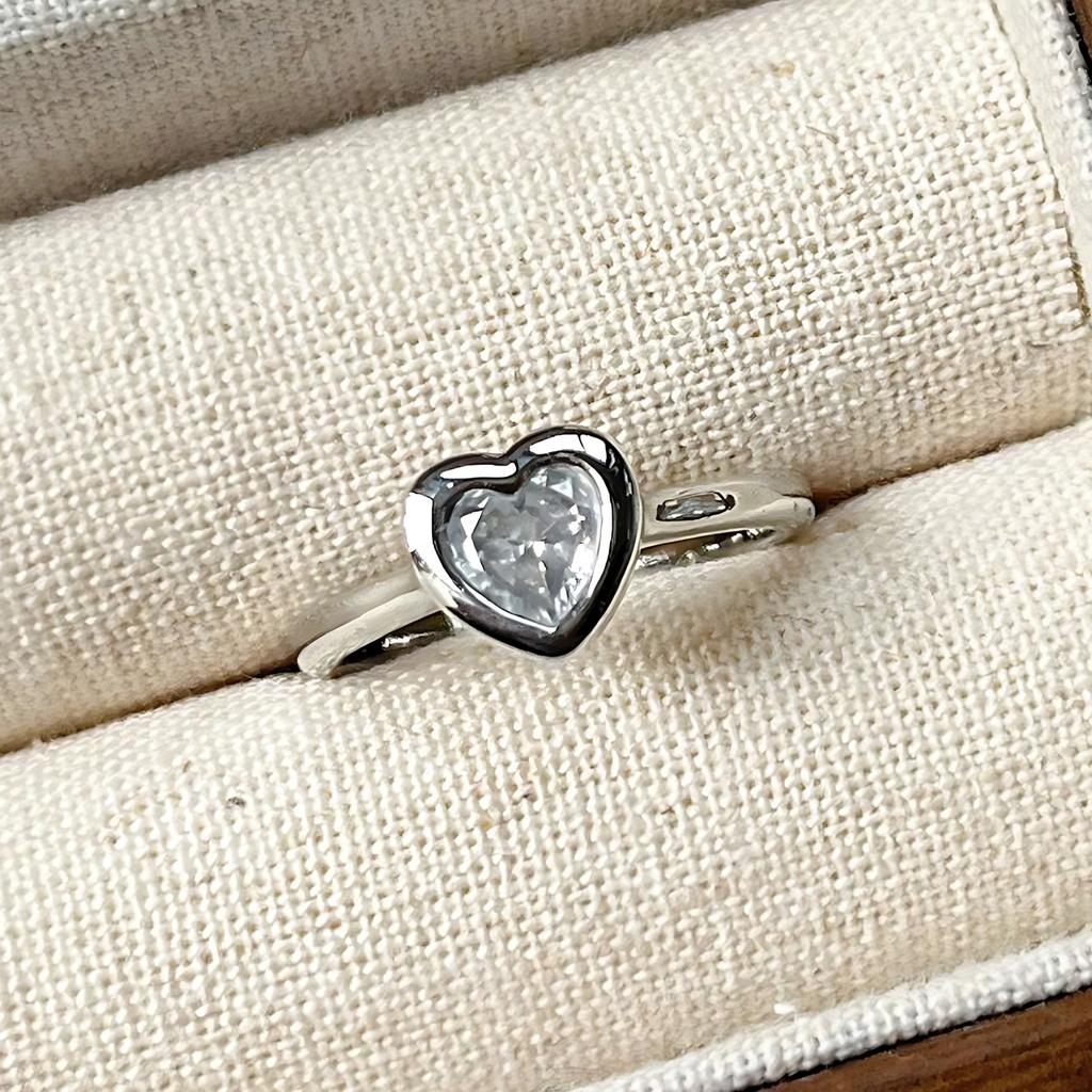 Sam Panda 925 Silver Unique Ring For Women Jewelry Finger Adjustable Vintage Black Heart Ring For Party Birthday Gift