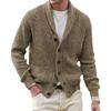 Men Sweater Coat with Pockets Turn-down Collar Long Sleeves Single-breasted Buttons Long Sleeves Solid Color Thick Knitted Jacket