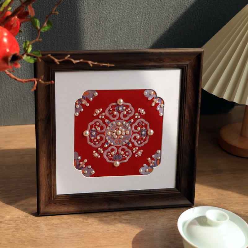 Song Brocade DIY Material Kit: Ethnic Style Pearl Painting Frame - Cultural Heritage Handcraft