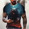 New Ferocious Animal Pattern 3D Printed Men's Street Round Neck Short Sleeved T-shirt