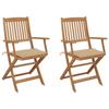 Day and Night - Day and Night Folding Garden Chairs 2 Units and Cushions Solid Acacia Wood