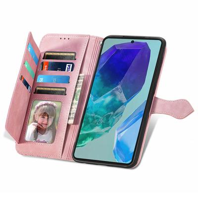 For Samsung Galaxy S24 FE Zipper Wallet Case with Strap Flower Imprint PU Leather Phone Cover