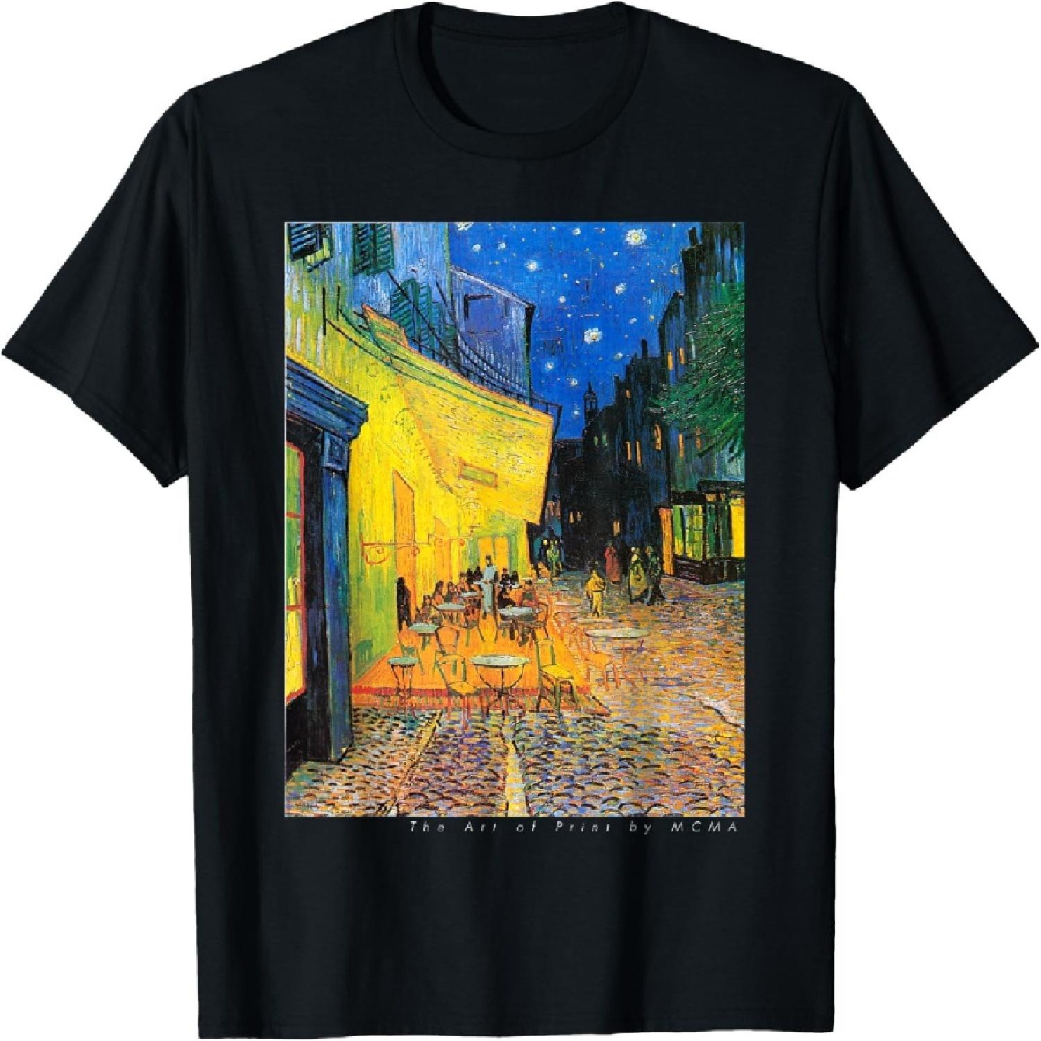 Cafe Terrace at Night, Van Gogh, Art Print Graphic Tee T-Shirt XXXXXL разноцветный