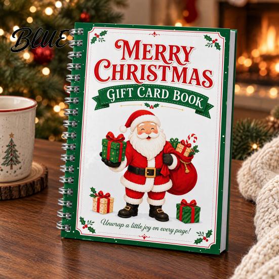 Christmas Money Presenter Gift Card Book 14 Pages DIY Booklet Spiral-Bound Merry Holiday Memory Book College Survival Kit Greeting for Adults Kids