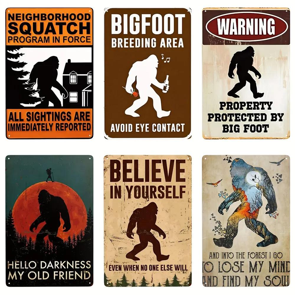 Gorilla Retro Warnschild Bigfoot Lustiges Poster Dekoschild für Zuhause Zimmer Schlafzimmer Toilette Café Bar Außenwanddeko Geschenk