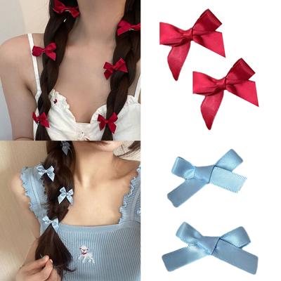 2Pcs Ribbon Bow Hair Clip Hair Barrette Hair Bow Headpieces Winter Bow French Barrette Headwear Hair Accessories