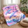 Galactic Dolphins Rainbow Wave Theme Blanket Lightweight Warm Flannel Blanket Decorative Throw Blanket for Home Decoration