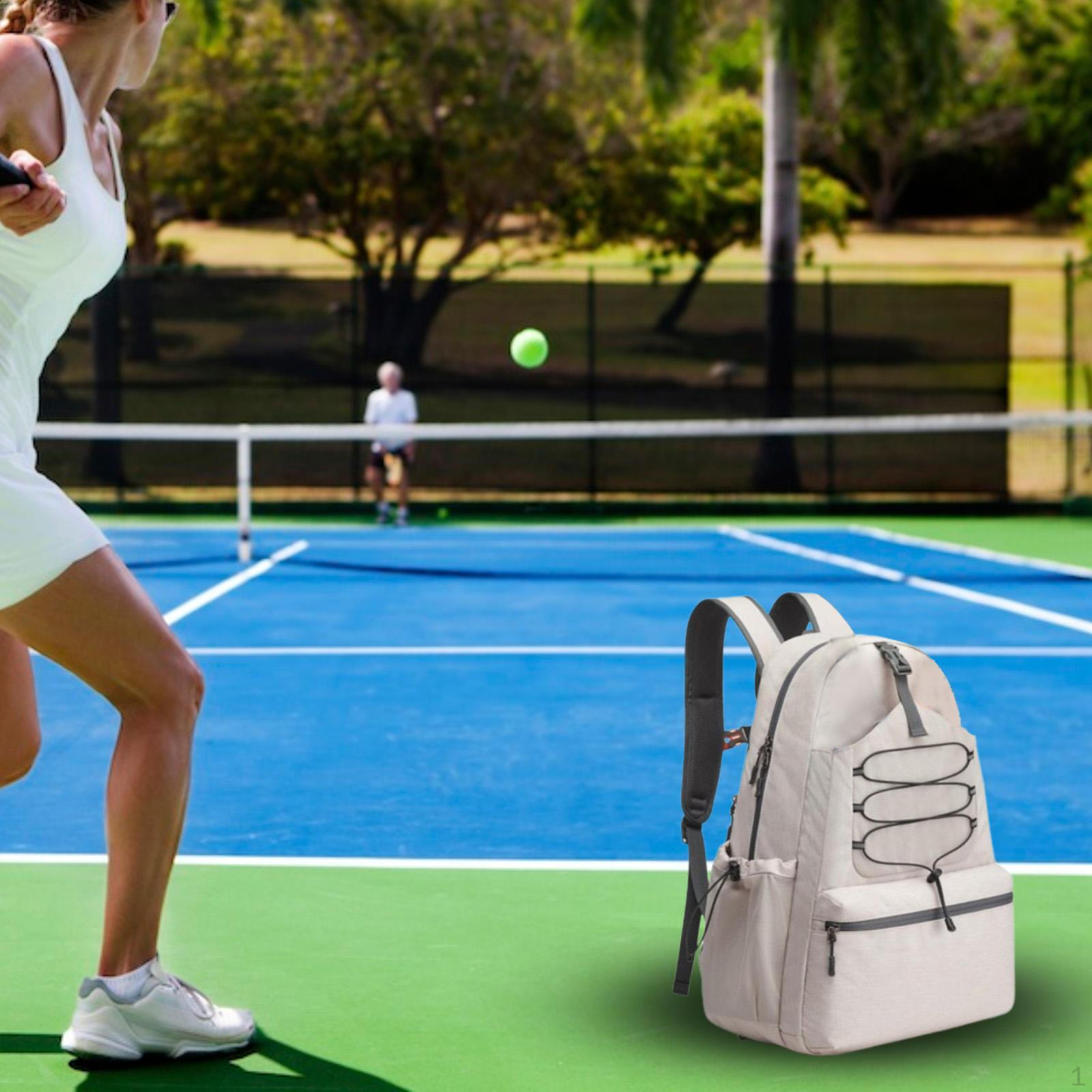 

Tennis Bag Pickleball for Men Women Versatile with Shoe Compartment Lightweight Outdoor Sports бежевий