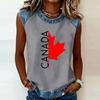 Sleeveless Pullover Casual T Shirt for Women Round Neck Loose Fit Printed Top with Raglan Sleeves and Contrast Trim