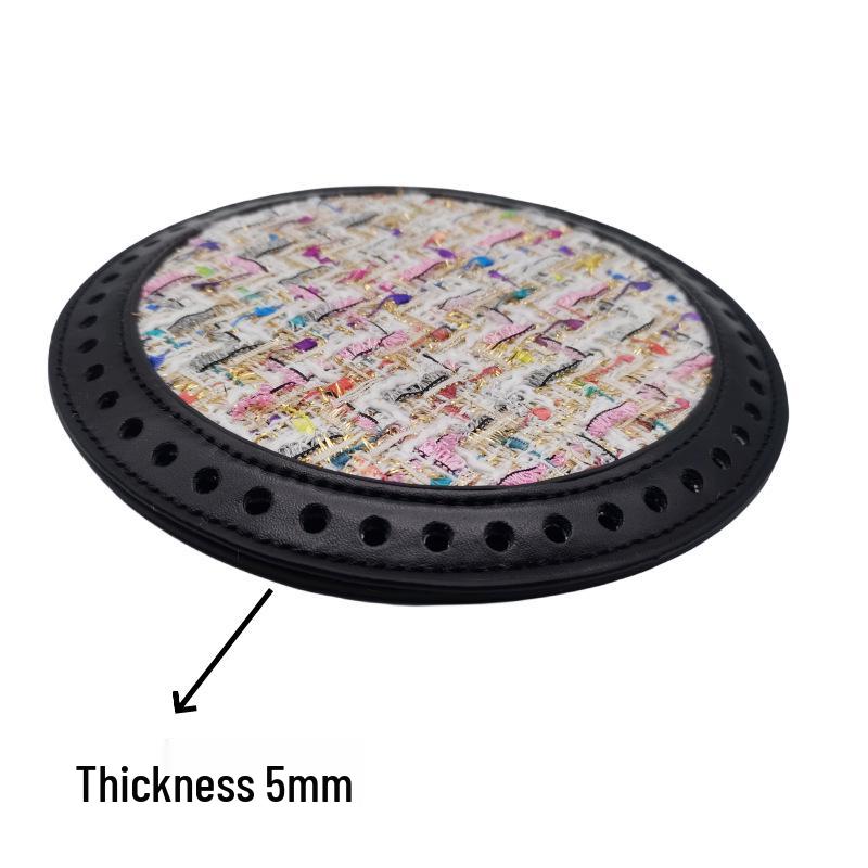 HyunA DIY 18cm Round Woven Rattan Bag with Leather Base and Accessories