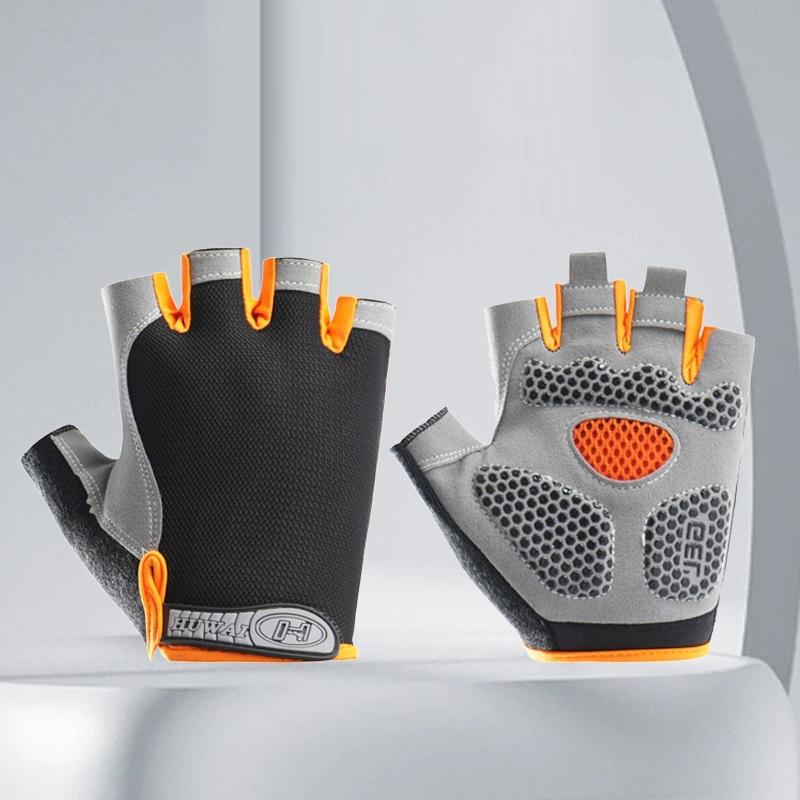 1Pair Sports Half Finger Bike Gloves Outdoor Cycling Fitness Breathable Shock-Absorbing Anti Slip Running Gym Half Cut Gloves