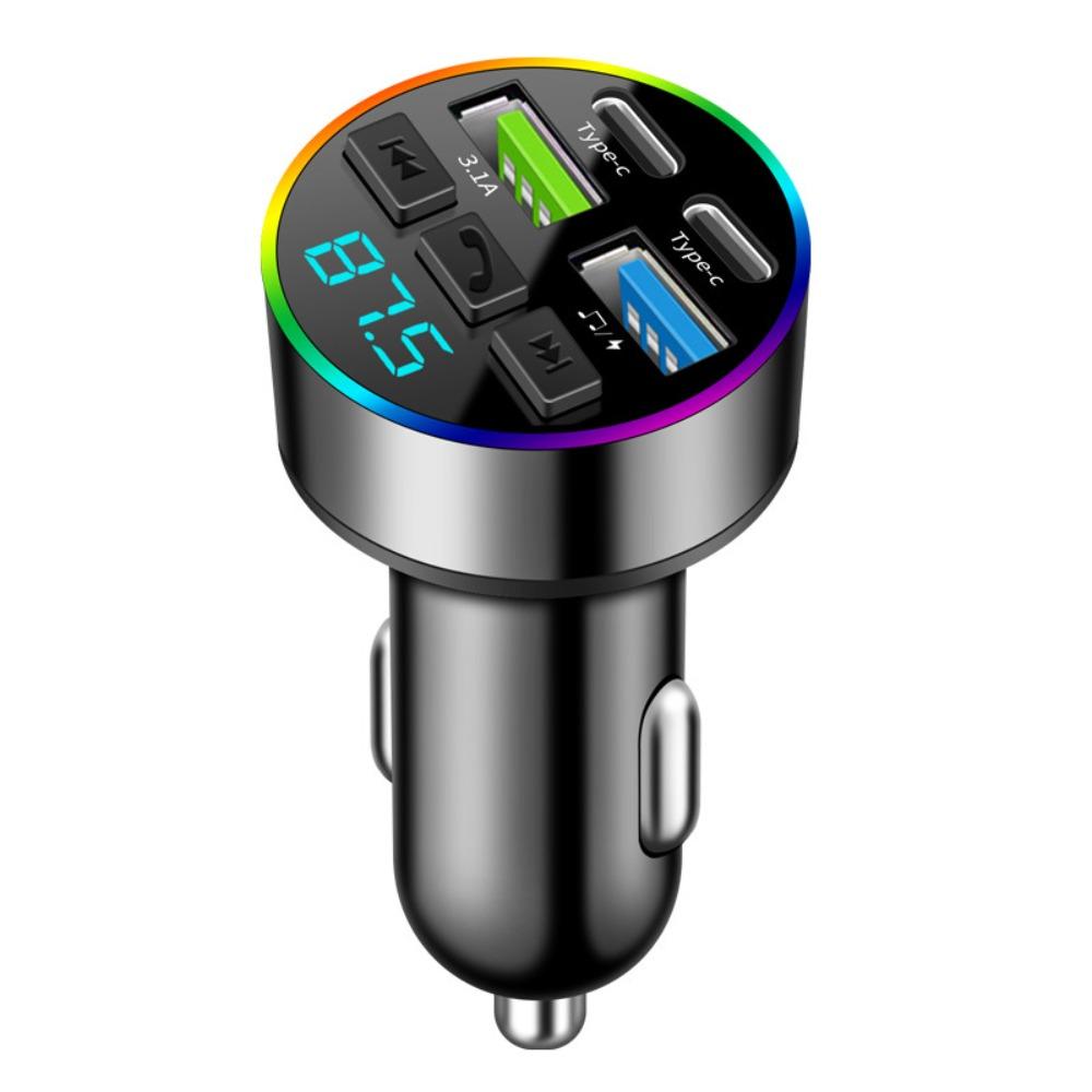 Bluetooth 5.0 Bluetooth FM Transmitter USB 3.1A LCD Digital Display Car Bluetooth Player Multifunctional 2 Type-C Ports