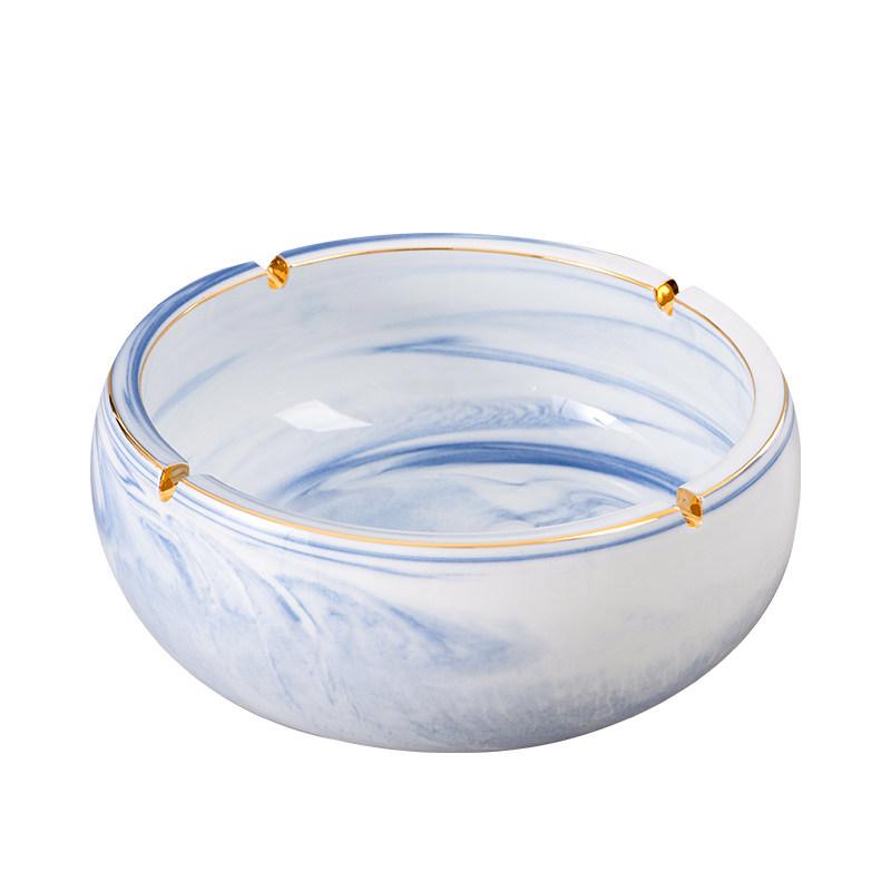 Nordic Retro Ceramic Ashtray - Large, Personalized, Trendy Blue Pink Design for Living Room